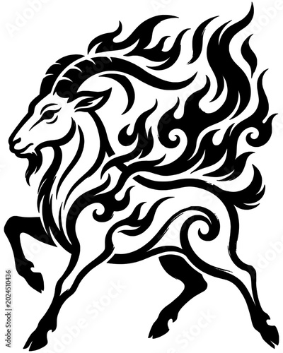 Schilderij op canvas Chinese New Year 2027, Year of The Fire Goat Logo