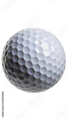 Isolated professional golf ball with dimpled texture, shiny finish, and subtle color effect.