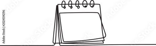 Slika na platnu Loose-leaf calendar in one continuous line art vector illustration