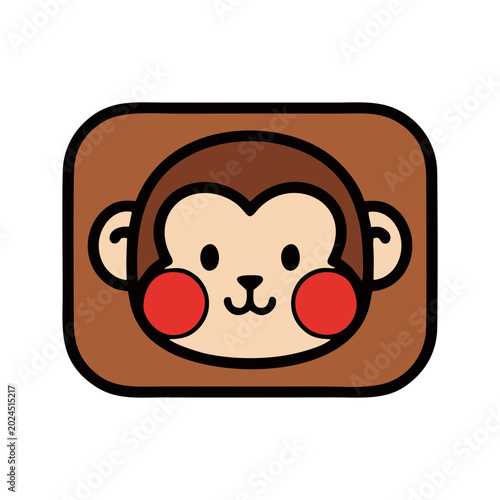 Photography Cute monkey face vector icon, adorable primate character with red cheeks, cartoo