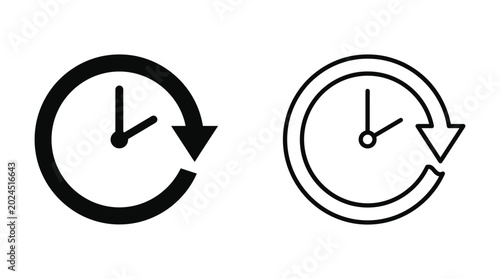 Tableau sur toile clockwise and counterclockwise arrow circle icons black and white