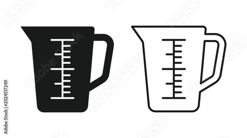 Cuadro en lienzo Measuring cup silhouette and line drawing on white background