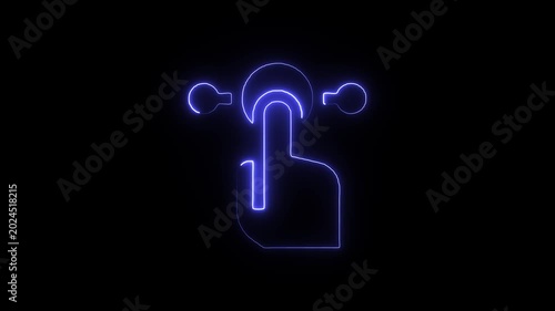 Neon blue glowing symbol on dark background with abstract design