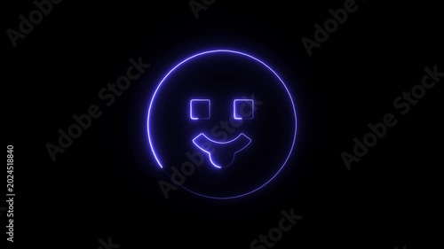 Glowing blue neon smiley face on a dark background with a futuristic vibe