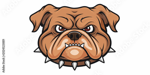 Fotografía bulldog mascot illustration with spiked collar front view