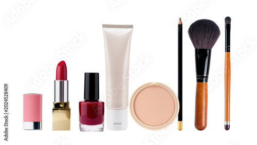 Foto Isolated collection of essential beauty and cosmetic products for women's daily