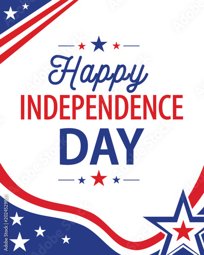Happy Independence Day Flyer Template with Stars and Stripes
