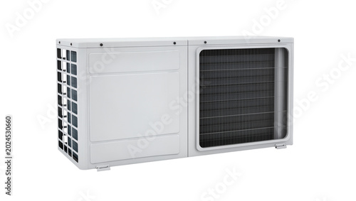 Canvastavla Isolated modern white outdoor air conditioning condenser unit for home and comme