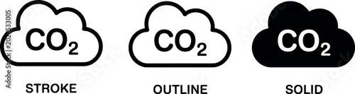 Photos Carbon dioxide CO2 emissions cloud icon set featuring environmental pollution an