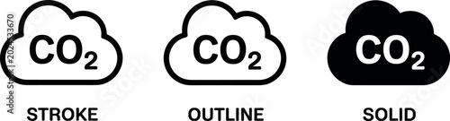 Photos Carbon dioxide CO2 emissions cloud icon set featuring environmental pollution an