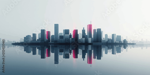 Tableau sur toile A night cityscape illustration of the tall New York City skyscraper architecture