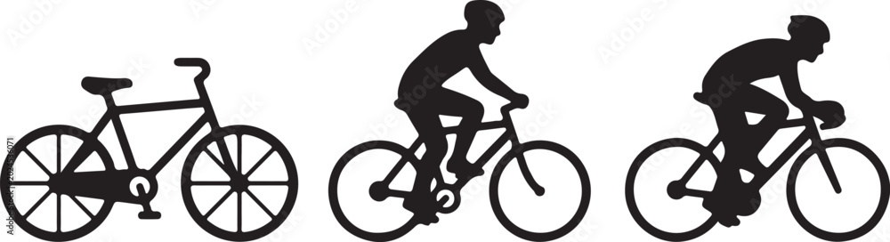Naklejka premium Silhouette of bicycle and cyclist in motion sequence