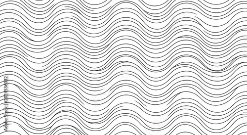 Seamless Black and White Wavy Horizontal Lines Texture Background