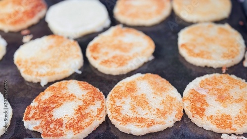 Thai stick rice Pancake Street Food, Traditional Thai Dessert Snack