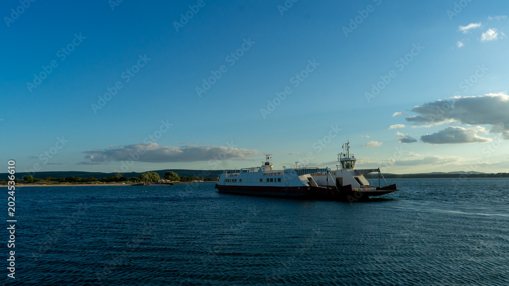 Naklejka premium Chain ferry across Poole harbour near Sandbanks on the south coast, Dorset
