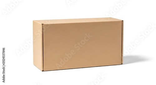 High-resolution isolated image of a clean rectangular kraft paper box with a matte texture, perfect for professional product packaging mockups, box, empty, generic