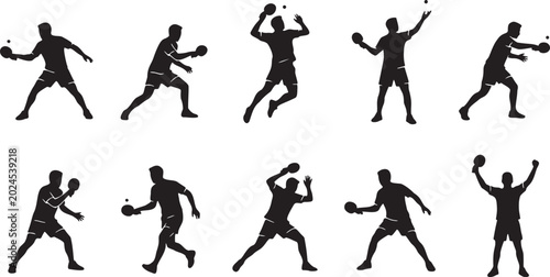 Foto Table Tennis and Ping Pong Player Silhouette Set.