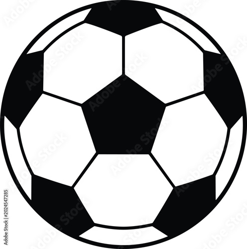 Slika na platnu A professional black and white soccer ball vector graphic isolated on a white background with crisp flat lighting for sports design
