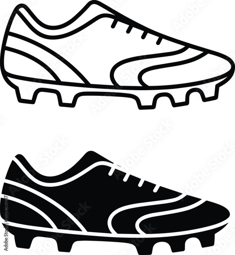 Bilde på lerret Professional soccer cleat icons illustrating athletic performance and dynamic energy with bright flat lighting on white background