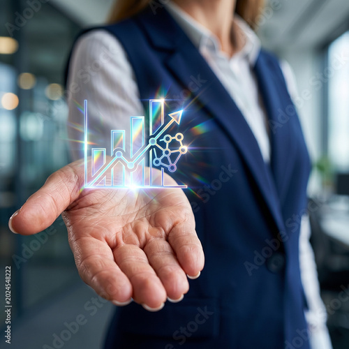 Ai financial agent growth chart in business hand