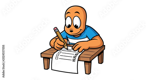 Quadro em tela Cartoon character writing on paper.