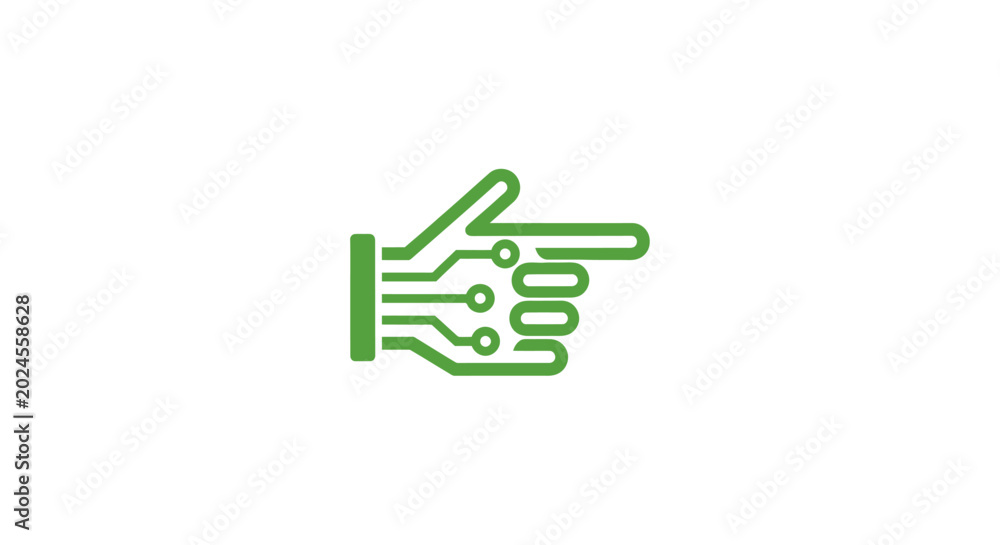 Obraz premium Digital Hand Pointing Left with Circuit Board Pattern.
