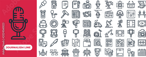 Quadro su tela Print Journalism and Vintage News outline icon set