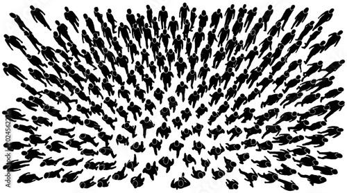 Foto People crowd from above illustration, top view of a multitude of individuals for