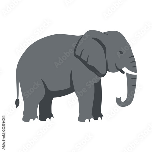 An illustration of a large elephant standing alone in a plain environment.