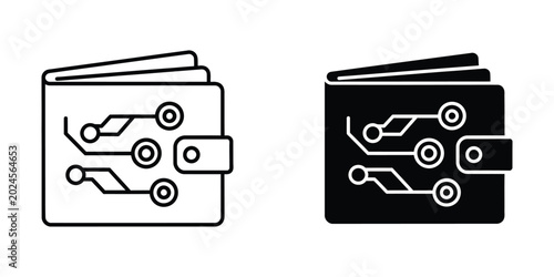 Φωτογραφία Digital cryptocurrency wallet icon with circuit board pattern secure payment cry