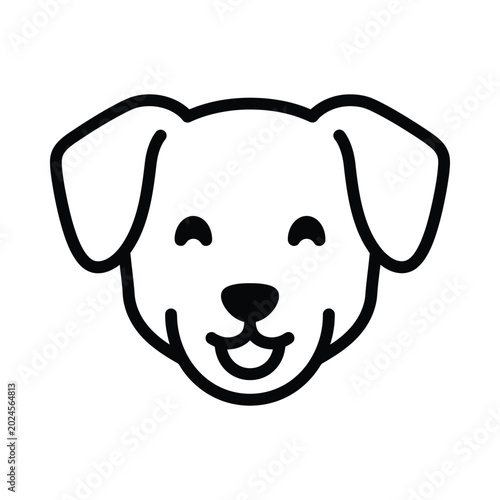 A smiling dog's face illustration with floppy ears and a happy expression