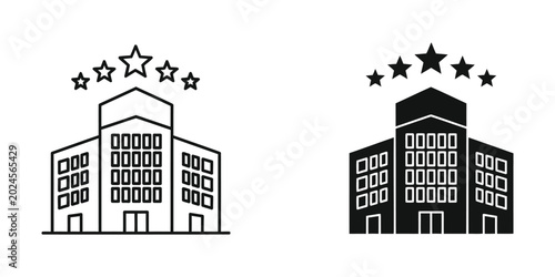 Bild auf Leinwand Modern building with five stars rating icon for hotel or accommodation real esta