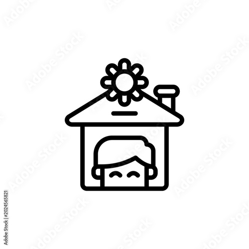 Self-isolation outline icon and illustration