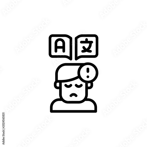 Language barriers outline icon and illustration