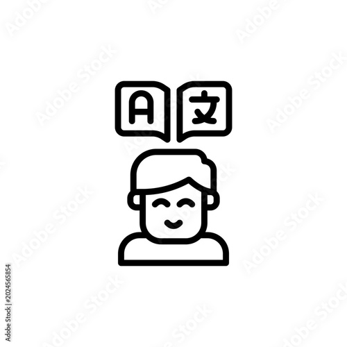 Language translator outline icon and illustration