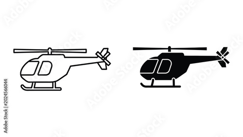 Schilderij op canvas Black and white helicopter icon set with rotor blades