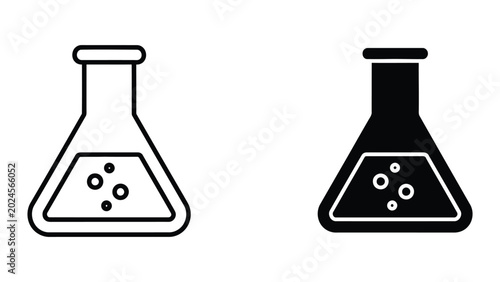 Fotografía Black and white erlenmeyer flask with bubbles icon