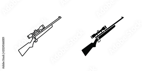 Quadro su tela Sniper rifle with scope vector illustration self defense shooting military accur