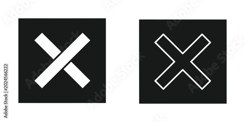 Photos Cross mark 'x' sign in filled and outline square icons with x mark access denied