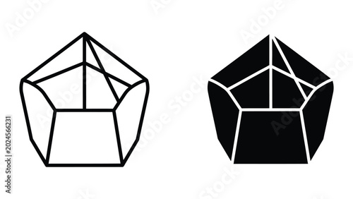 Fotografie Isometric pentagonal prism wireframe with solid version