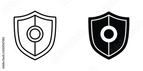 Фотография Shield with target or focus point icon in outline and glyph vector illustration