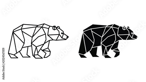 Black and white geometric polar bear illustration