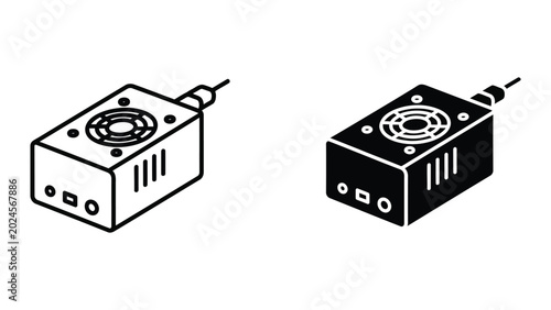 Fényképezés Isometric illustration of two electronic sensor devices with cables