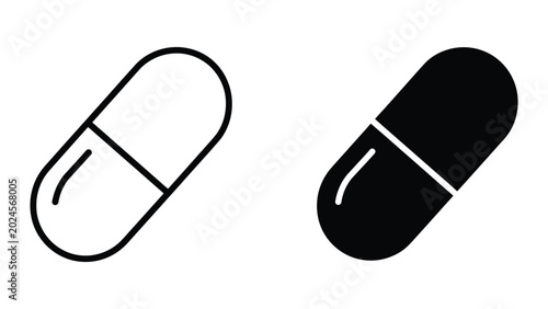 Black and white capsule pill icons side by side