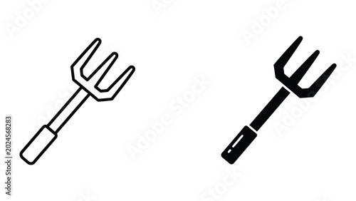 Foto Black and white pitchfork and garden fork tools illustration
