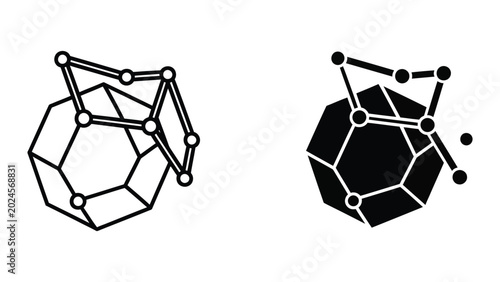 Fotografija Geometric molecular structure with polyhedron and nodes illustration