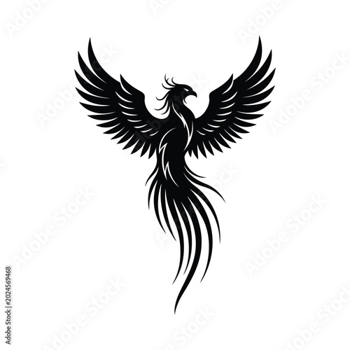 A large mythical bird spreads its wings in a dramatic pose.
