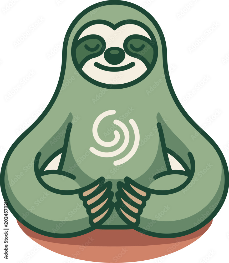 Obraz premium A cute sloth meditating in a peaceful yoga pose to mark International Yoga Day with inner peace and mindfulness.