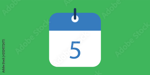 Vector illustration of specific day calendar marking day 05 vector icon for websites and projects in green and blue colors.