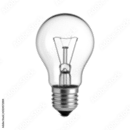 Halftone Light Bulb ,Vintage Pop Art Symbol of Creativity and Innovation